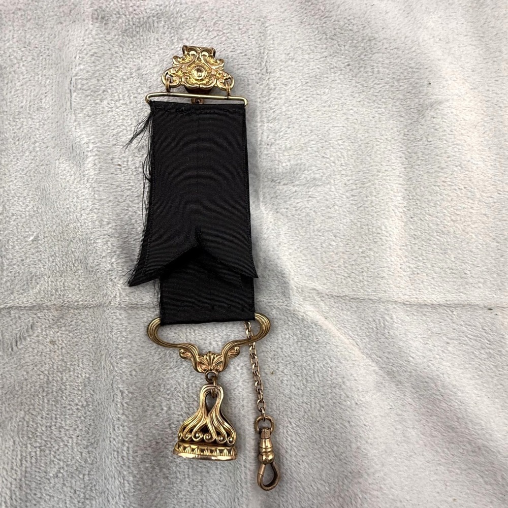 Vintage Victorian Watch Fob Ribbon Mourning